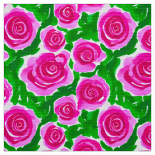 Fuchsia Roze Waterverf Rozen Stof