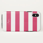Fuchsia roze & witte streep gepersonaliseerd Case-Mate iPhone case (Achterkant (horizontaal))