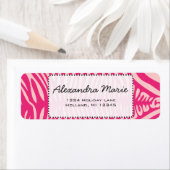 Fuchsia & Roze Zebra Achtergrondkleur Etiket (Insitu)