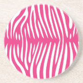 Fuchsia roze Zebra huidverandering Achtergrondkleu Zandsteen Onderzetter (Voorkant)