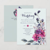 Fuchsia Sage Autumn Fall Wedding nodigt budgettair (Voorkant / Achterkant)