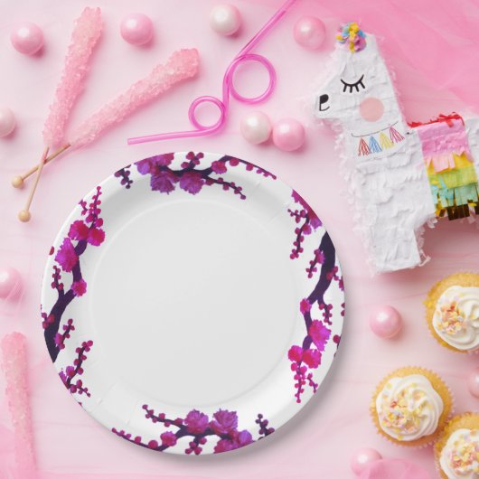 Fuchsia Sakura bloesems schilderij papier Bord (Feest)