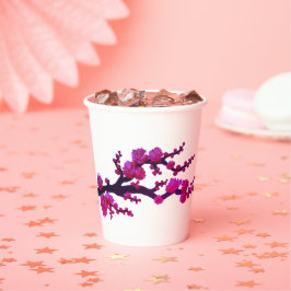 Fuchsia Sakura Blossom Schilderij van Sara Motolan Papieren Bekers