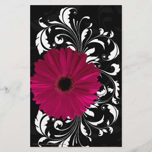 Fuchsia Scroll Gerbera Daisy w/Black en White Flyer (Achterkant)