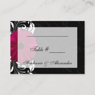 Fuchsia Scroll Gerbera Daisy w/Black en White Plaatskaartje