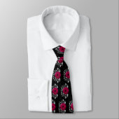 Fuchsia Scroll Gerbera Daisy w/Black en White Stropdas (Gebonden)