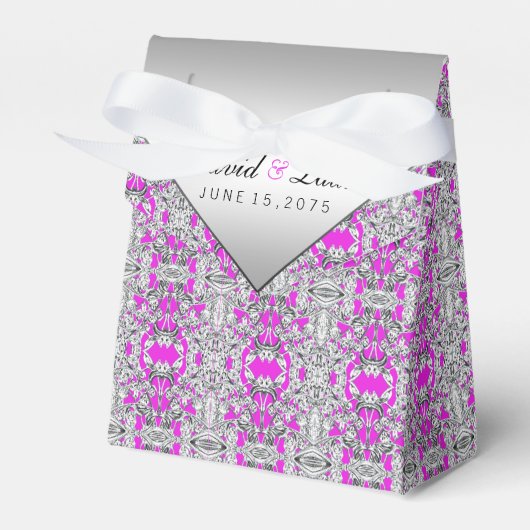 Fuchsia Silver Favor Box Bedankdoosjes (Voorkant Zijde)