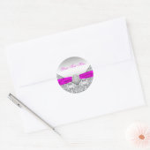 Fuchsia Silver Lace Diamond Bow Stickers (Envelop)