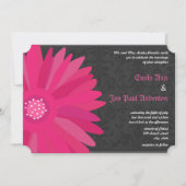 Fuchsia Silver Metallic Gerber Daisy Wedding Kaart (Voorkant)