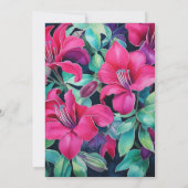 Fuchsia, Smaragd Groen en Zwart Bloemen Bruiloft Kaart (Achterkant)