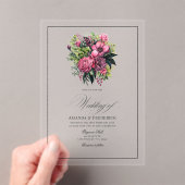 Fuchsia, smaragdgroen en zwarte bloemen bruiloft acryl uitnodigingen (Insitu (Draagbaar))