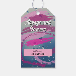 Fuchsia & Soft Pink Brushstroke Always and Forever Cadeaulabel