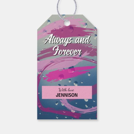 Fuchsia & Soft Pink Brushstroke Always and Forever Cadeaulabel (Voorkant)
