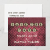 Fuchsia Steampunk Keys Save the Date Briefkaart (Voorkant / Achterkant)