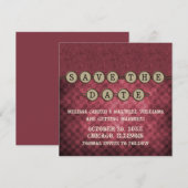 Fuchsia Steampunk Keys Save the Date Invitation (Devant / Derrière)