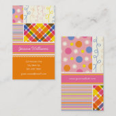 Fuchsia Stripes Stippen Checkble Combo Pattern Visitekaartje (Voorkant / Achterkant)