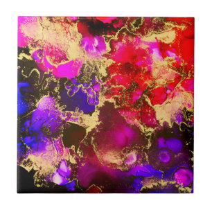 Fuchsia Stunning Alcohol Ink Painting Tegeltje