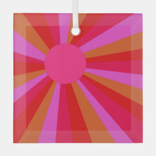Fuchsia Sunburst Minimalist Colorful Suncatcher Glas Ornament