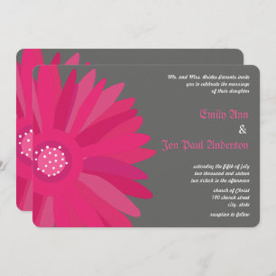 Fuchsia sur Grey Gerber Daisy Faire-part de mariag