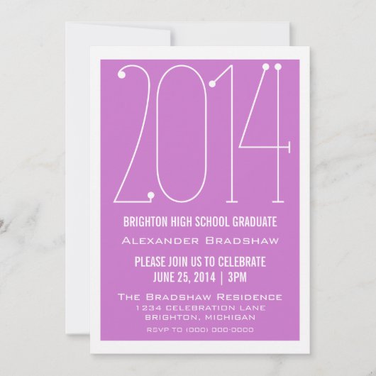 Fuchsia Trendy 2014 Graduation Invitation (Devant)