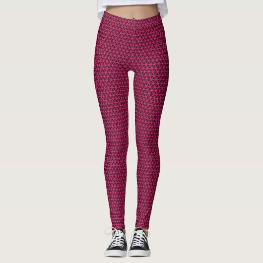 Fuchsia Triangles op zwarte Leggings (Voorkant)