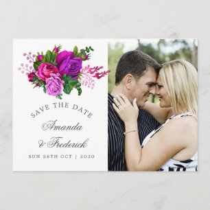 Fuchsia vintage et violet shabby save the date