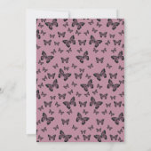 Fuchsia Vlinders Monogram Bruiloft Kaart (Achterkant)