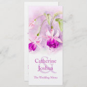 Fuchsia waterverf art paars roze trouwmenu menu (Voorkant / Achterkant)