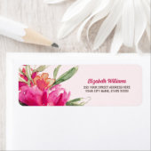 Fuchsia Waterverf Bloemen retour adreslabels Etiket (Insitu)