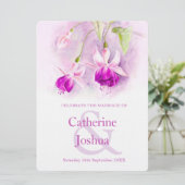 Fuchsia waterverf paarse roze kunst bruiloft kaart (Staand voorkant)