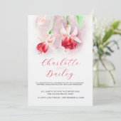 Fuchsia waterverf rood roze kunst bruiloft kaart (Staand voorkant)