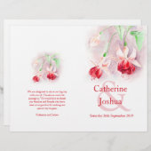 Fuchsia waterverf roze bruiloft programma (Voorkant / Achterkant)