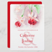 Fuchsia waterverf roze roze bruiloft kaart (Voorkant / Achterkant)