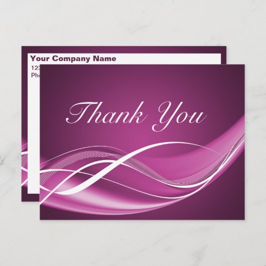 Fuchsia Wave Briefkaart Sjabloon (Voorkant / Achterkant)
