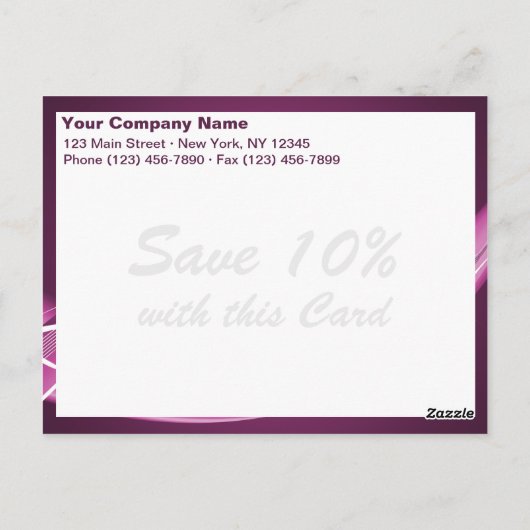 Fuchsia Wave Briefkaart Sjabloon (Achterkant)