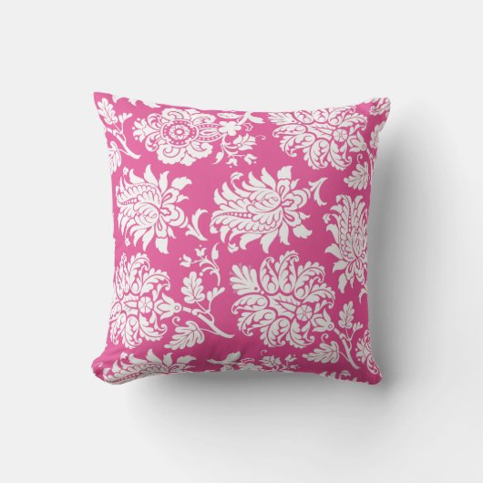 Fuchsia & White Damask Pillow Kussen (Voorkant)