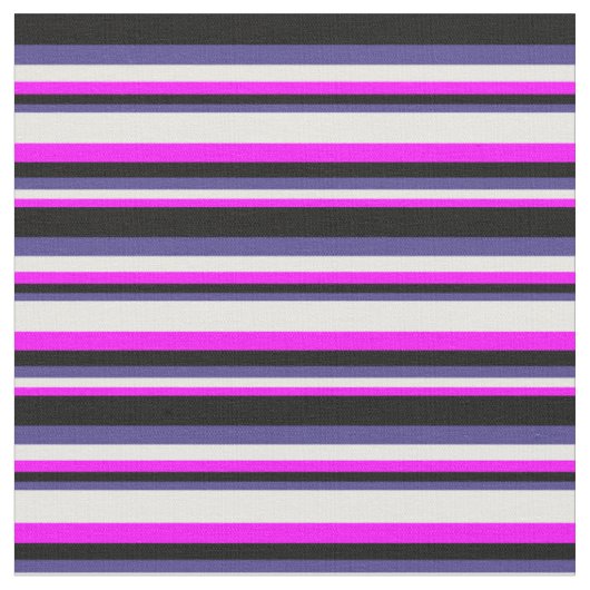 Fuchsia, White, Dark Slate Blue en Black Colored Stof (Close Up)