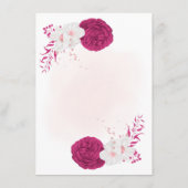 fuchsia & white floral bruiloft details informatiekaartje (Achterkant)