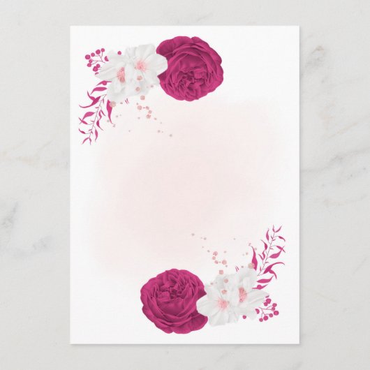 fuchsia & white floral bruiloft details informatiekaartje (Achterkant)