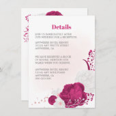 fuchsia & white floral bruiloft details informatiekaartje (Voorkant / Achterkant)