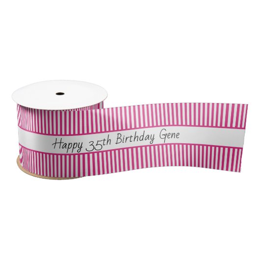 Fuchsia/White Stripe Pattern Happy Birthday Lint (Spoel)