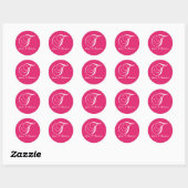 Fuchsia Wit Monogram T Namen Bruiloft Sticker (Vel)