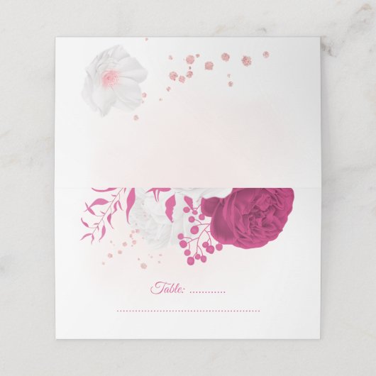 fuchsia & witte bloemige bruiloft (Buitenkant ongevouwen)