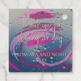 Fuchsia & Zacht Roze Penseelstreken Dank je Bedankjes Labels