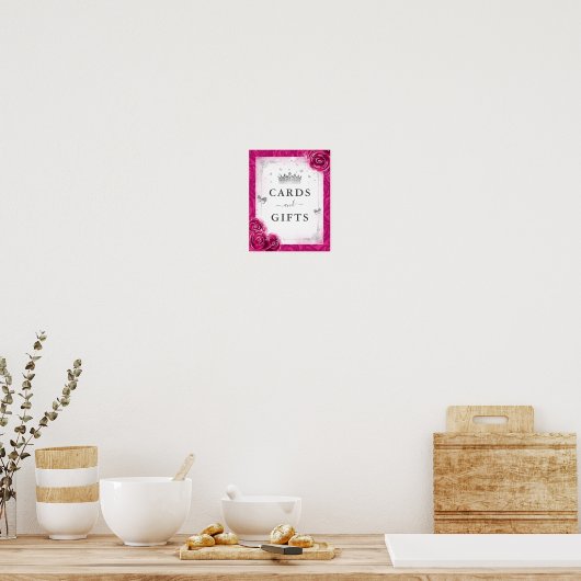 Fuchsia Zilveren Kaarten en geschenken Tafelblad P Poster (Keuken)