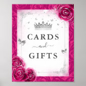 Fuchsia Zilveren Kaarten en geschenken Tafelblad P Poster (Voorkant)