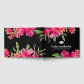 Fuchsia | Zwart bloemig Afstuderen Gastenboek (Volledig)