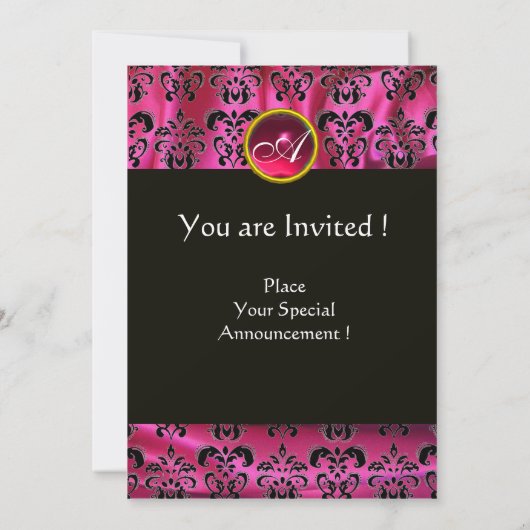 FUCHSIA ZWARTE DAMASK RUBY MONOGRAM, wit Kaart (Achterkant)