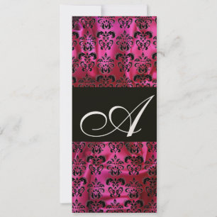 FUCHSIA ZWARTE ZIJDE DAMAST MONOGRAAM ,Goud Kaart