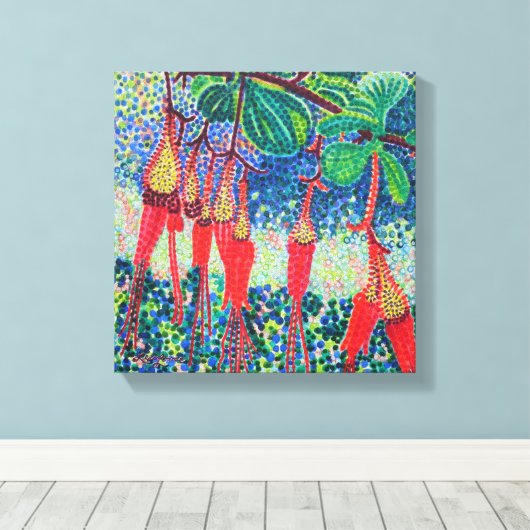 Fuchsiaflower kruisbessen uitgerekt canvas afdrukk (Insitu (Houten vloer))